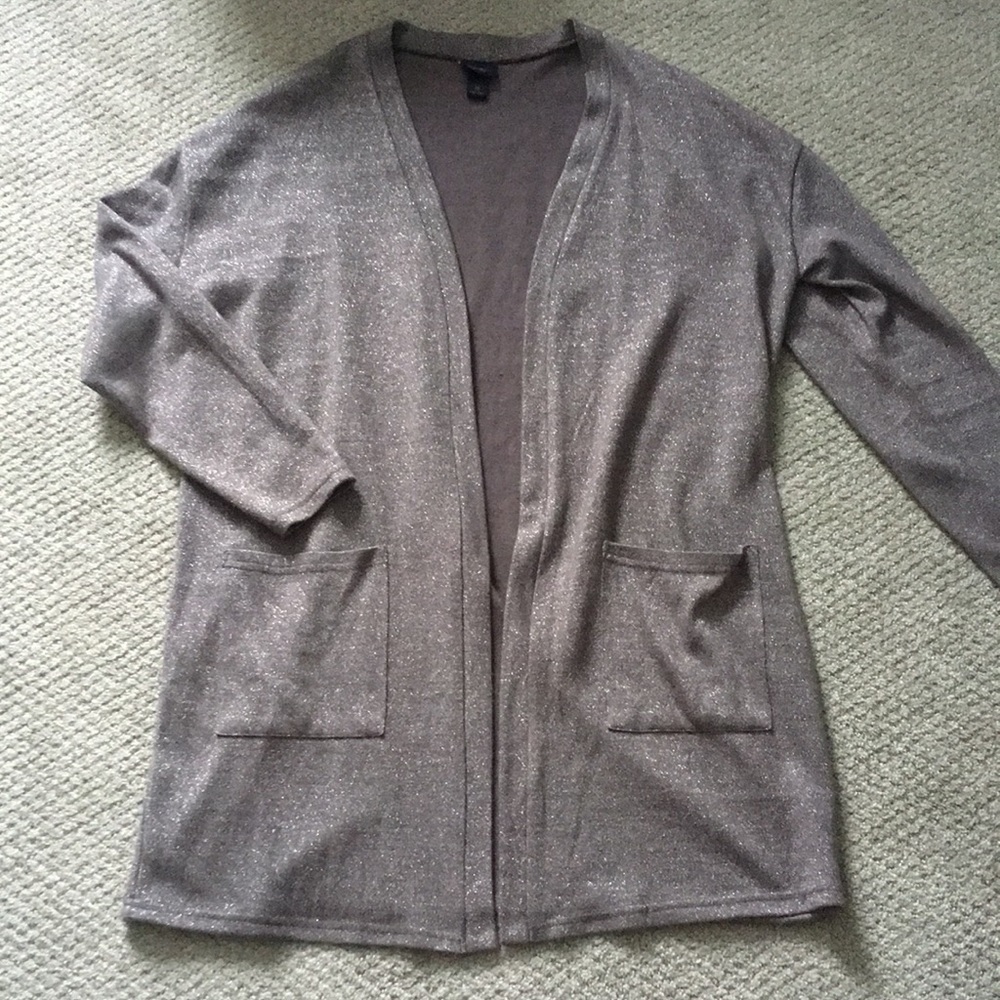 Buckle Daytrip Gray/ Lavender Sparkly Pocketed Cardigan Sweater